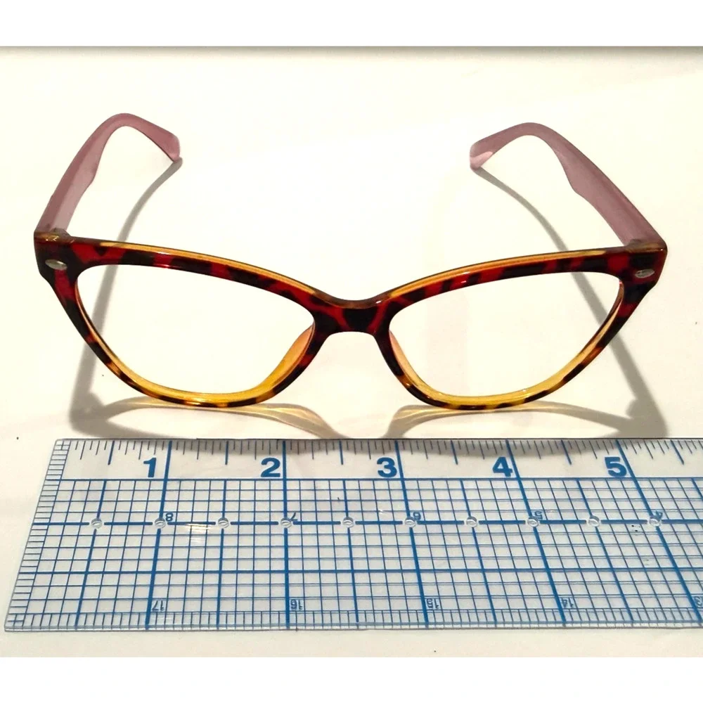 Zenni Cat Eye‎ Eyeglass Frames Tortoiseshell Pink Arms No Lenses